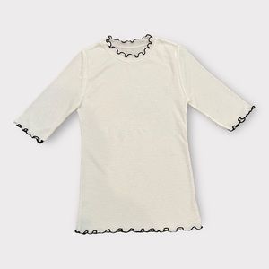 Anthropologie Cream Blouse with Black Trim